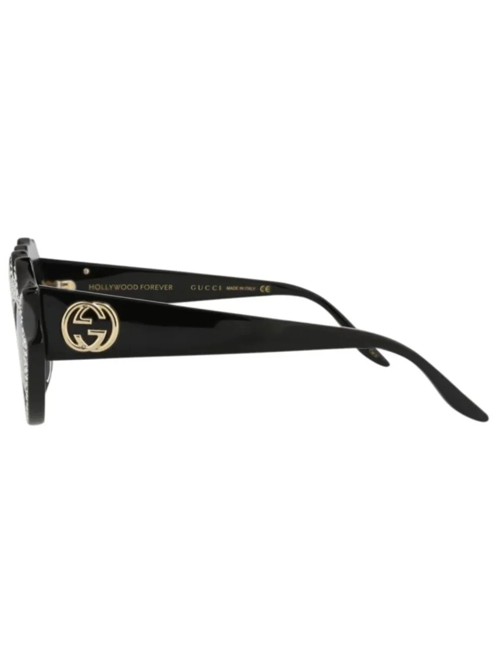 New Gucci Women's Sunglasses Cat Eye Acetate Frame Black Black Grey